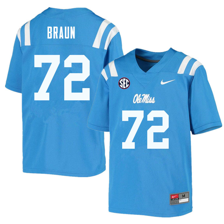 Men #72 Tobias Braun Ole Miss Rebels College Football Jerseys Sale-Powder Blue